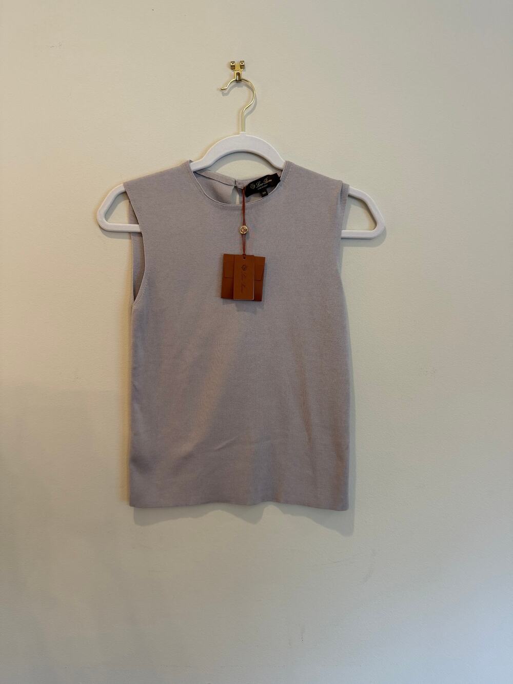 NWT Loro Piana Siena Silk Cotton Knit Top IT 38 Gray Made in Italy